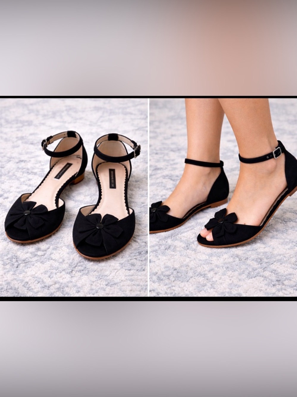 Marc Jacobs Black Ankle Strap Flats | Bow Detail | Size 9M | Made in Italy